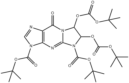 3H-Imidazo[1,2-a]purine-3,5(9H)-dicarboxylic  acid,  6,7-bis[[(1,1-dimethylethoxy)carbonyl]oxy]-6,7-dihydro-9-oxo-,  bis(1,1-dimethylethyl)  ester 结构式