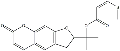 [Z,(-)]-3-(Methylthio)propenoic acid 1-(2,3-dihydro-7-oxo-7H-furo[3,2-g][1]benzopyran-2-yl)-1-methylethyl ester 结构式