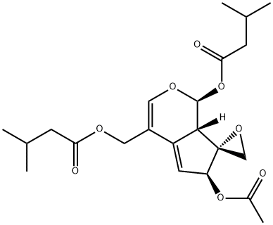 [1S-(1alpha,6alpha,7beta,7aalpha)]-6-acetoxy-6,7a-dihydro-4-[(isovaleryloxy)methyl]spiro[cyclopenta[c]pyran-7(1H),2'-oxiran]-1-yl isovalerate  结构式