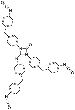 4-[[p-(p-isocyanatobenzyl)phenyl]imino]-2-oxo-1,3-diazetidine-1,3-diylbis(p-phenylenemethylene-p-phenylene) diisocyanate 结构式