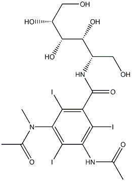 3-acetamido-5-(acetyl-methyl-amino)-2,4,6-triiodo-N-[(2S,3R,4S,5R)-1,3 ,4,5,6-pentahydroxyhexan-2-yl]benzamide 结构式
