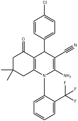 2-amino-4-(4-chlorophenyl)-7,7-dimethyl-5-oxo-1-[2-(trifluoromethyl)phenyl]-1,4,5,6,7,8-hexahydro-3-quinolinecarbonitrile 结构式