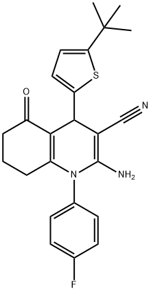 2-amino-4-(5-tert-butyl-2-thienyl)-1-(4-fluorophenyl)-5-oxo-1,4,5,6,7,8-hexahydro-3-quinolinecarbonitrile 结构式