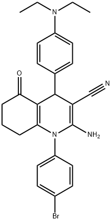 2-amino-1-(4-bromophenyl)-4-[4-(diethylamino)phenyl]-5-oxo-1,4,5,6,7,8-hexahydro-3-quinolinecarbonitrile 结构式