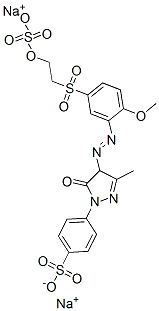 disodium p-[4,5-dihydro-4-[[2-methoxy-5-[[2-(sulphonatooxy)ethyl]sulphonyl]phenyl]azo]-3-methyl-5-oxo-1H-pyrazol-1-yl]benzenesulphonate 结构式