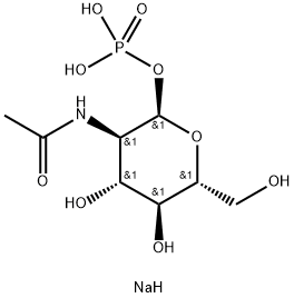 N-乙酰-A-D-氨基葡萄糖-1-磷酸酯 结构式
