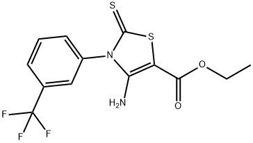 Ethyl4-amino-2-sulfanylidene-3-[3-(trifluoromethyl)phenyl]-2,3-dihydro-1,3-thiazole-5-carboxylate 结构式