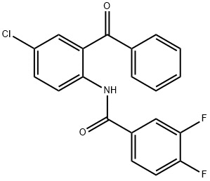 N-(2-苯甲酰基-4-氯苯基)-3,4-二氟苯甲酰胺 结构式