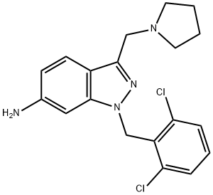 1-(2,6-二氯苄基)-3-(吡咯烷-1-基甲基)-1H-吲唑-6-胺 结构式
