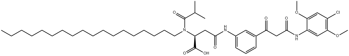 N-[3-[3-[(4-chloro-2,5-dimethoxyphenyl)amino]-1,3-dioxopropyl]phenyl]-N2-(2-methylpropionyl)-N2-octadecyl-L-asparagine 结构式