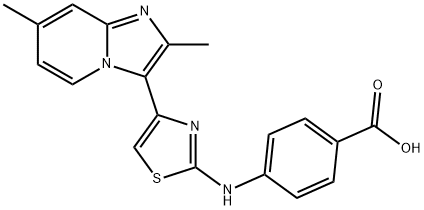 4-((4-(2,7-二甲基咪唑并[1,2-A]吡啶-3-基)噻唑-2-基)氨基)苯甲酸 结构式