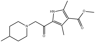 1H-Pyrrole-3-carboxylicacid,2,4-dimethyl-5-[(4-methyl-1-piperidinyl)acetyl]-,methylester(9CI) 结构式