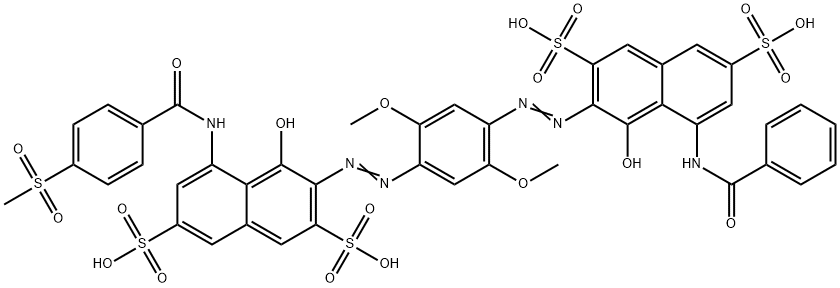 3-[[4-[[8-(benzoylamino)-1-hydroxy-3,6-disulpho-2-naphthyl]azo]-2,5-dimethoxyphenyl]azo]-4-hydroxy-5-[[4-(methylsulphonyl)benzoyl]amino]naphthalene-2,7-disulphonic acid 结构式