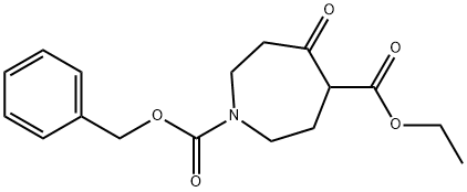 1-CBZ-5-氧代氮杂环庚烷-4-甲酸乙酯 结构式