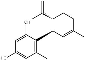 5-METHYL-4-[(1R,6R)-3-METHYL-6-(1-METHYLETHENYL)-2-CYCLOHEXEN-1-YL]-1,3-BENZENEDIOL 结构式