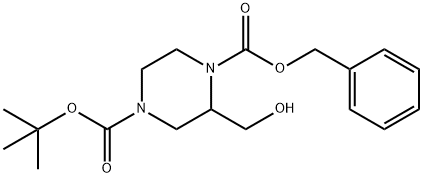 1-BENZYL 4-TERT-BUTYL 2-(HYDROXYMETHYL)PIPERAZINE-1,4-DICARBOXYLATE 结构式