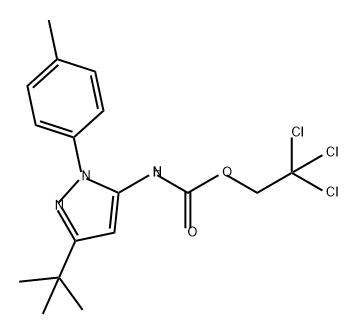 2,2,2-三氯乙基(3-(叔丁基)-1-(对甲苯基)-1H-吡唑-5-基)氨基甲酸酯 结构式