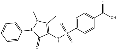 4-[(1,5-二甲基-3-氧代-2-苯基-2,3-二氢-1H-吡唑-4-基)氨磺酰基]苯甲酸 结构式