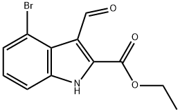 1H-INDOLE-2-CARBOXYLIC ACID,4-BROMO-3-FORMYL-,ETHYL ESTER 结构式