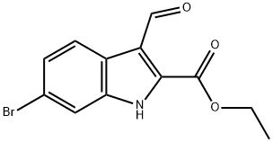 1H-INDOLE-2-CARBOXYLIC ACID,6-BROMO-3-FORMYL-,ETHYL ESTER 结构式