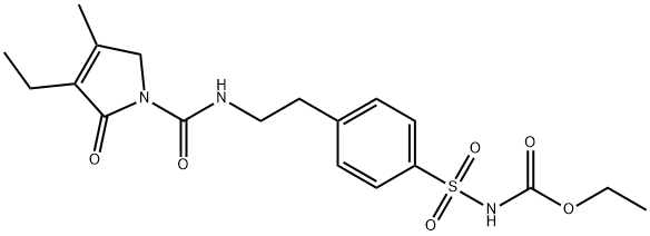 4-[2-(3-乙基-4-甲基-2-氧代-3-吡咯啉-1-甲酰胺基)乙基]-苯磺酰基氨基甲酸乙酯 结构式