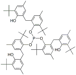 Phosphorous acid tris[2-[2-hydroxy-3-(1,1-dimethylethyl)-5-methylbenzyl]-6-(1,1-dimethylethyl)-4-methylphenyl] ester 结构式