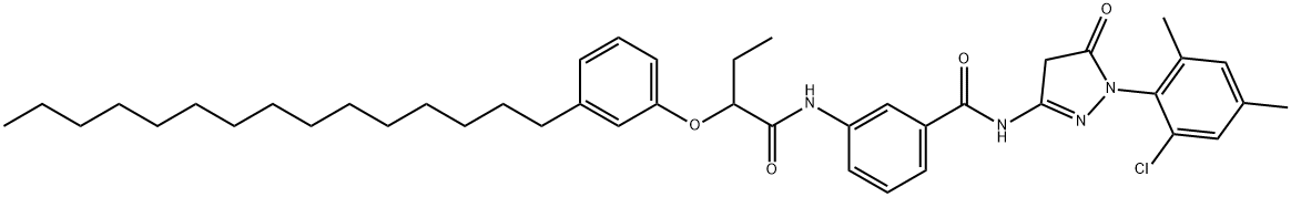 3'-[[1-(6-chloro-2,4-xylyl)-5-oxo-2-pyrazolin-3-yl]carbamoyl]-2-(m-pentadecylphenoxy)butyranilide 结构式