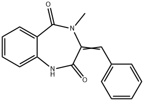 3,4-Dihydro-4-methyl-3-(phenylmethylene)-1H-1,4-benzodiazepine-2,5-dione 结构式