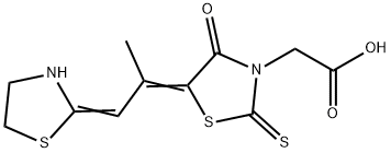 5-[1-methyl-2-(thiazolidin-2-yliden)ethyliden]-4-oxo-2-thioxothiazolidin-3-acetic acid 结构式