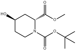 (2R,4R)-4-羟基哌啶-1,2-二羧酸 1-叔丁酯 2-甲酯 结构式