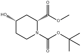 (2R,4S)-N-BOC-4-羟基哌啶-2-甲酸甲酯 结构式
