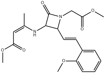 1-AZETIDINEACETIC ACID, 3-[[(1Z)-3-METHOXY-1-METHYL-3-OXO-1-PROPENYL]AMINO]-2-[(1E)-2-(2-METHOXYPHENYL)ETHENYL]-4-OXO-METHYL ESTER 结构式