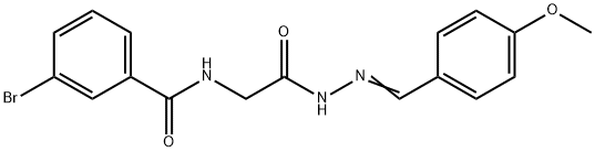 3-BROMO-N-(2-(2-(4-METHOXYBENZYLIDENE)HYDRAZINO)-2-OXOETHYL)BENZAMIDE 结构式