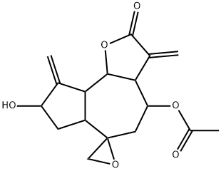 3,3a,4,5,6a,7,8,9,9a,9b-Decahydro-4-acetoxy-8-hydroxy-3,9-bis(methylene)spiro[azuleno[4,5-b]furan-6(2H),2'-oxiran]-2-one 结构式