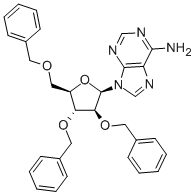 9-(2',3',5'-三-O-苄基-Β-D-呋喃阿拉伯糖基)腺嘌呤 结构式