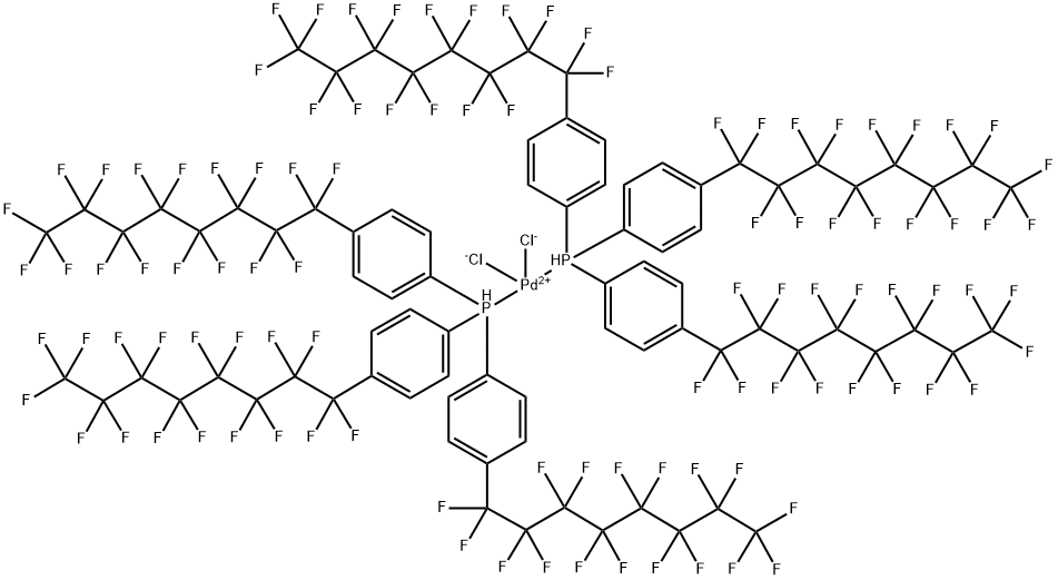 二[三(4-(全氟辛基)苯基)膦]二氯化钯(II) 结构式