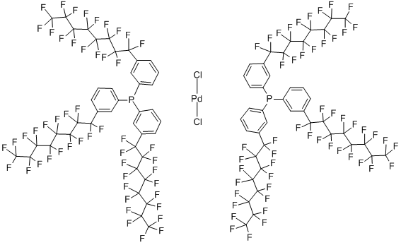 二[三(3-(全氟辛基)苯基)膦]二氯化钯(II) 结构式