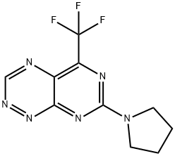 7-(1-Pyrrolidinyl)-5-(trifluoromethyl)pyrimido[5,4-e]-1,2,4-triazine 结构式