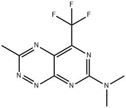 7-(Dimethylamino)-3-methyl-5-(trifluoromethyl)pyrimido[5,4-e][1,2,4]triazine 结构式