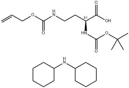 N-叔丁氧羰基-N'-烯丙氧基羰基-L-2,4-二氨基丁酸二环己胺盐 结构式