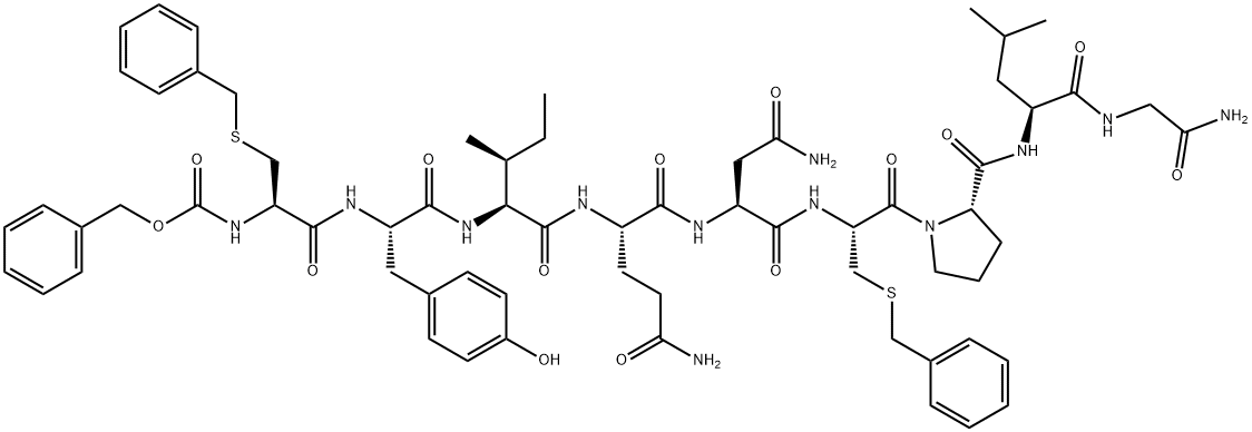 S-benzyl-N-(benzyloxycarbonyl)-L-cysteinyl-L-tyrosyl-L-isoleucyl-L-glutaminyl-L-asparaginyl-S-benzyl-L-cysteinyl-L-prolyl-L-leucylglycinamide  结构式