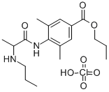 Benzoic acid, 3,5-dimethyl-4-(2-(propylamino)propionamido)-, propyl es ter, perchlorate 结构式