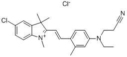 5-chloro-2-[2-[4-[(2-cyanoethyl)ethylamino]-o-tolyl]vinyl]-1,3,3-trimethyl-3H-indolium chloride  结构式