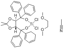 (4R,5R)-(-)-2,2-二甲基-ALPHA,ALPHA,ALPHA',ALPHA'-四苯基-1,3-二氧戊环-4,5-二甲醇并[1,2-双(二甲氧基)乙烷]二氯化钛(IV) 结构式