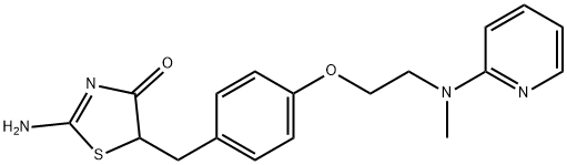 2-氨基-5-[[4-[2-(甲基-2-吡啶基氨基)乙氧基]苯]甲基]-4(5H)-噻唑酮 结构式