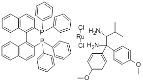 二氯化[(R)-(+)-2,2-双(二苯基膦基)-1,1双萘基][(2R)()-1,1-双(4-甲氧苯基)-3-甲基-1,2-丁二胺]铷(Ⅱ) 结构式