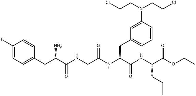 ethyl N-[3-[bis(2-chloroethyl)amino]-N-[N-(4-fluoro-3-phenyl-L-alanyl)glycyl]-3-phenyl-L-alanyl]-L-norvalinate 结构式