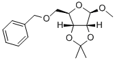 1-甲氧基-2,3-O-异亚丙基-5-苄氧基-beta-D-呋喃核糖苷 结构式