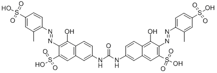 7,7'-(carbonyldiimino)bis[4-hydroxy-3-[(2-methyl-4-sulphophenyl)azo]naphthalene-2-sulphonic] acid 结构式