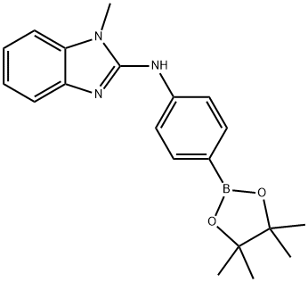 1-甲基-N-(4-(4,4,5,5-四甲基-1,3,2-二氧硼杂环戊烷-2-基)苯基)-1H-苯并[D]咪唑-2-胺 结构式